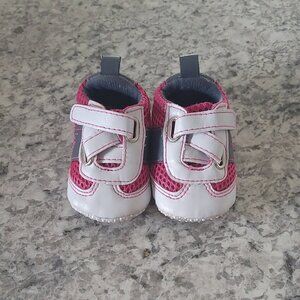 Infant Girls U.S. Polo Assn. Pink & White Velco Tennis Shoes Size 2 (3-6 Months)